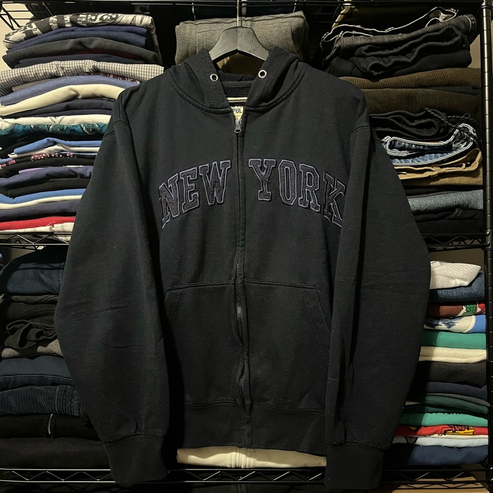 New York Men's Black Zip-Up Sweater